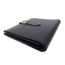 Hermes HERMES Wallet Bearn Compact Women's Men's Bi-fold Veau Epsom Black □I Engraved