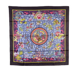 Hermes Carre 90 Orange Blue Turandot 2002 Natsuno Hidaka Scarf Muffler Purple Multicolor Silk Women's HERMES