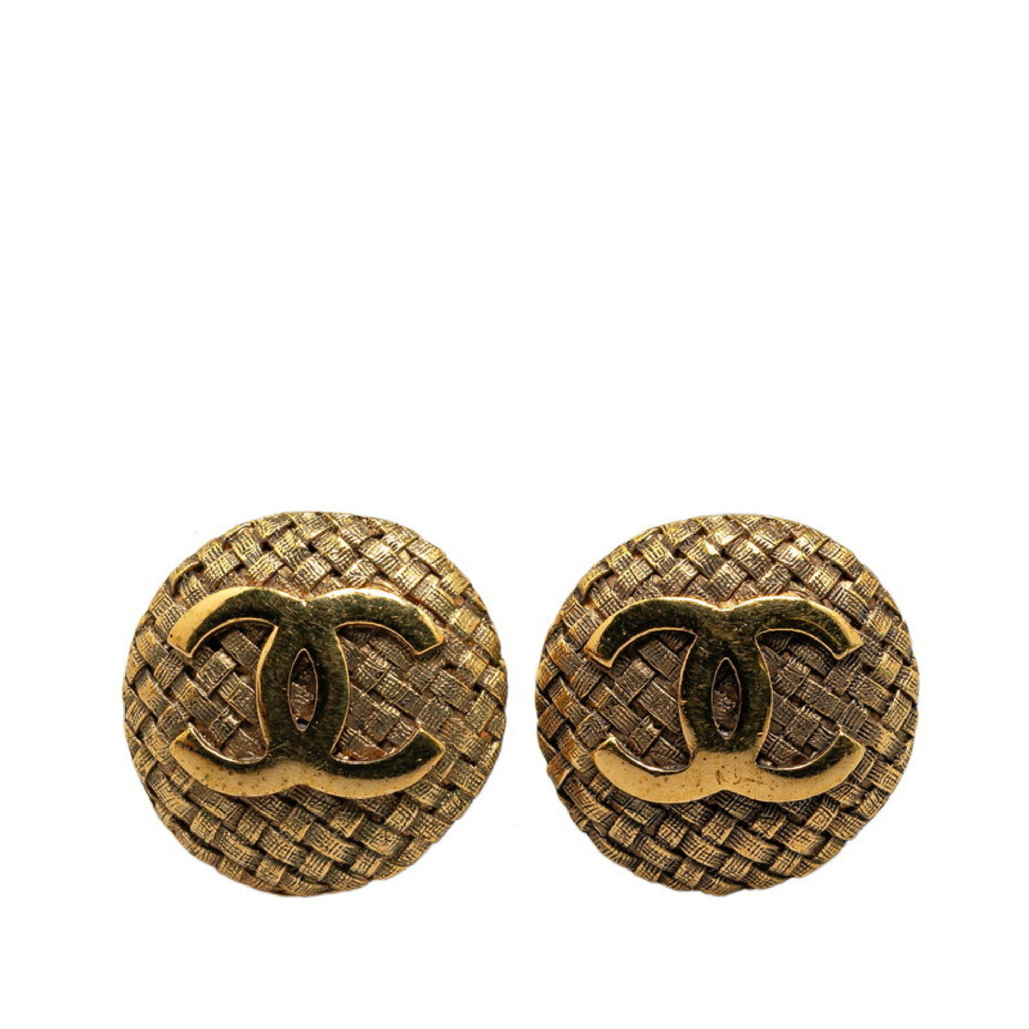 Chanel Coco Mark Earrings Gold Plated Women's CHANEL