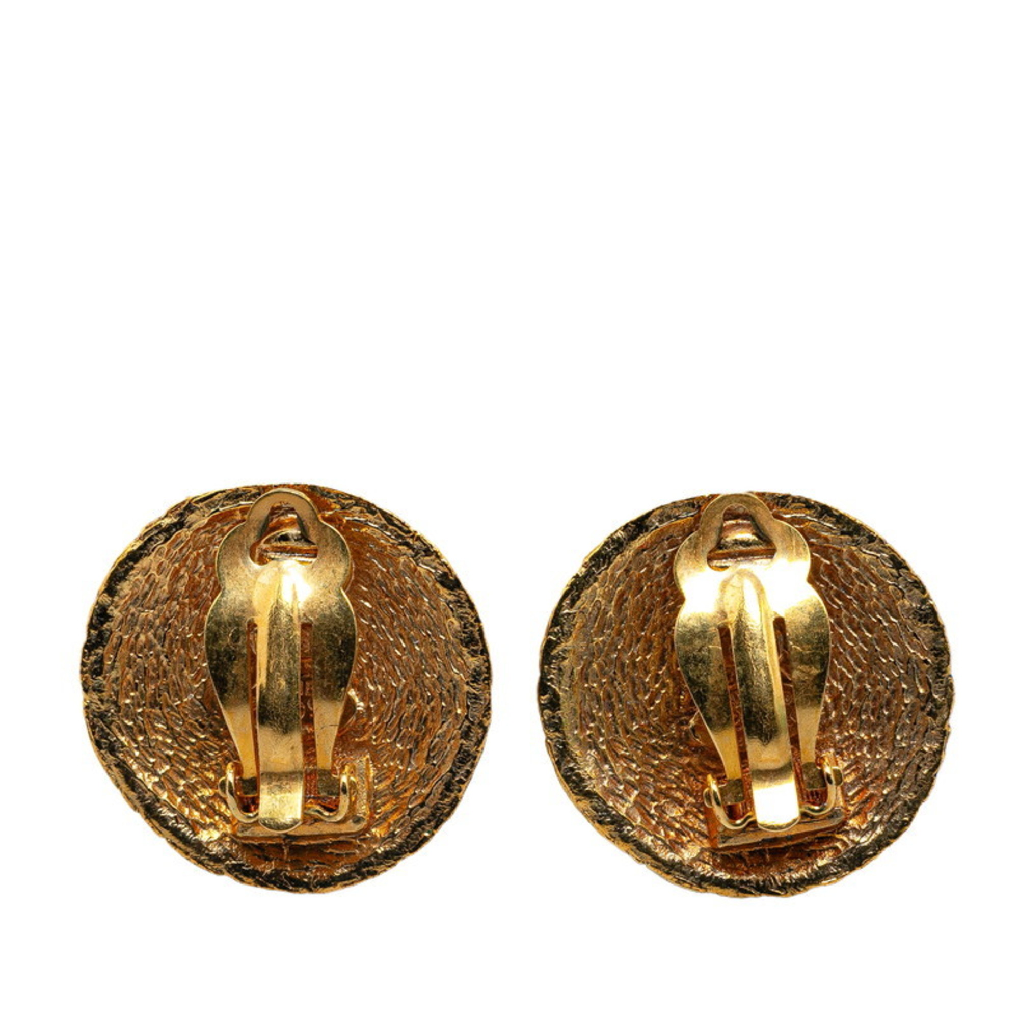 Chanel Coco Mark Earrings Gold Plated Women's CHANEL