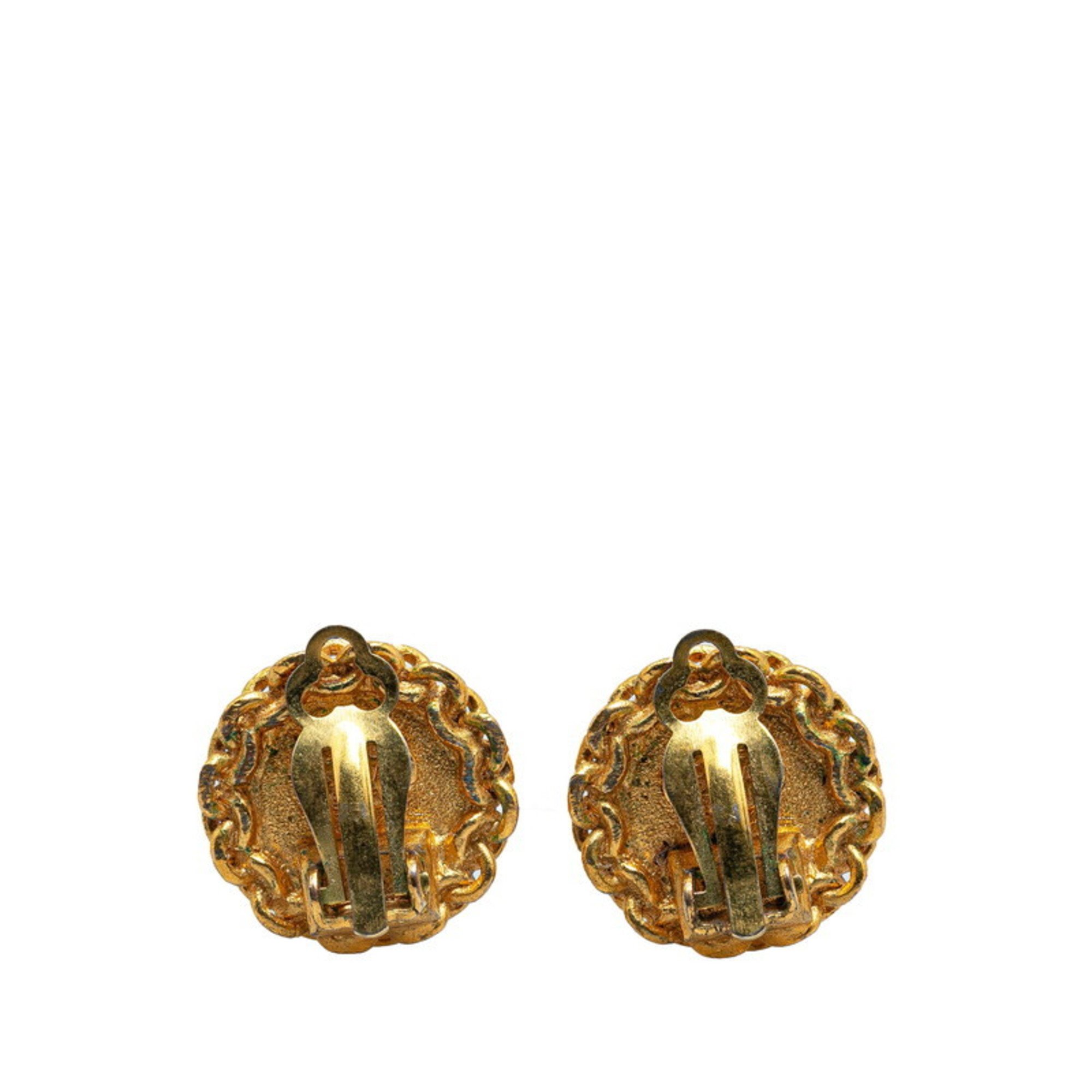 Chanel Coco Mark Earrings Gold Plated Women's CHANEL