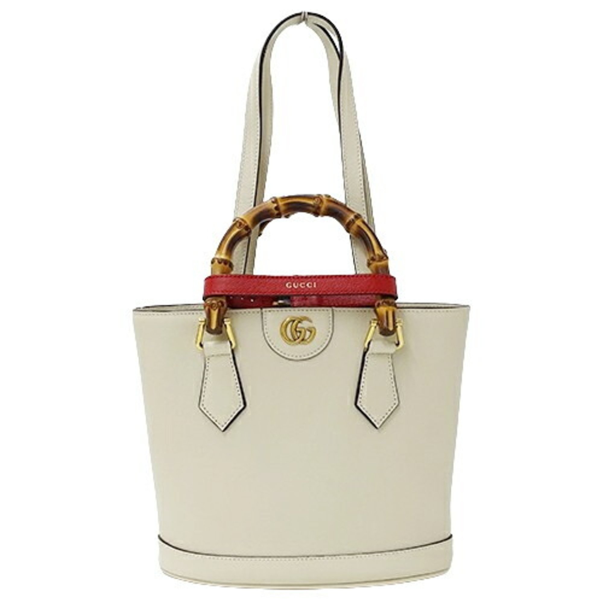 GUCCI Bag Women's Tote Handbag 2way Bamboo Leather White 750396