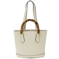 GUCCI Bag Women's Tote Handbag 2way Bamboo Leather White 750396