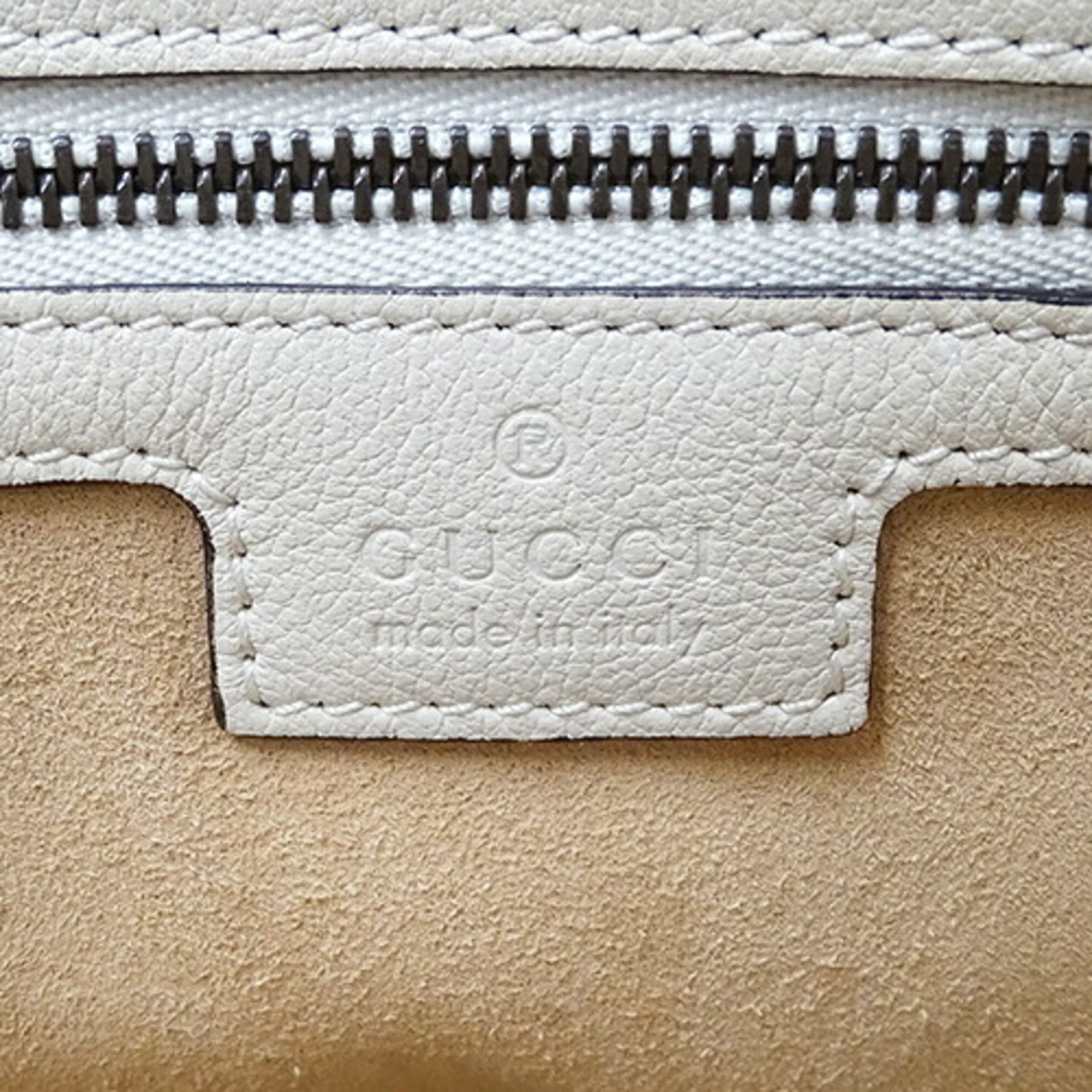 GUCCI Bag Women's Tote Handbag 2way Bamboo Leather White 750396