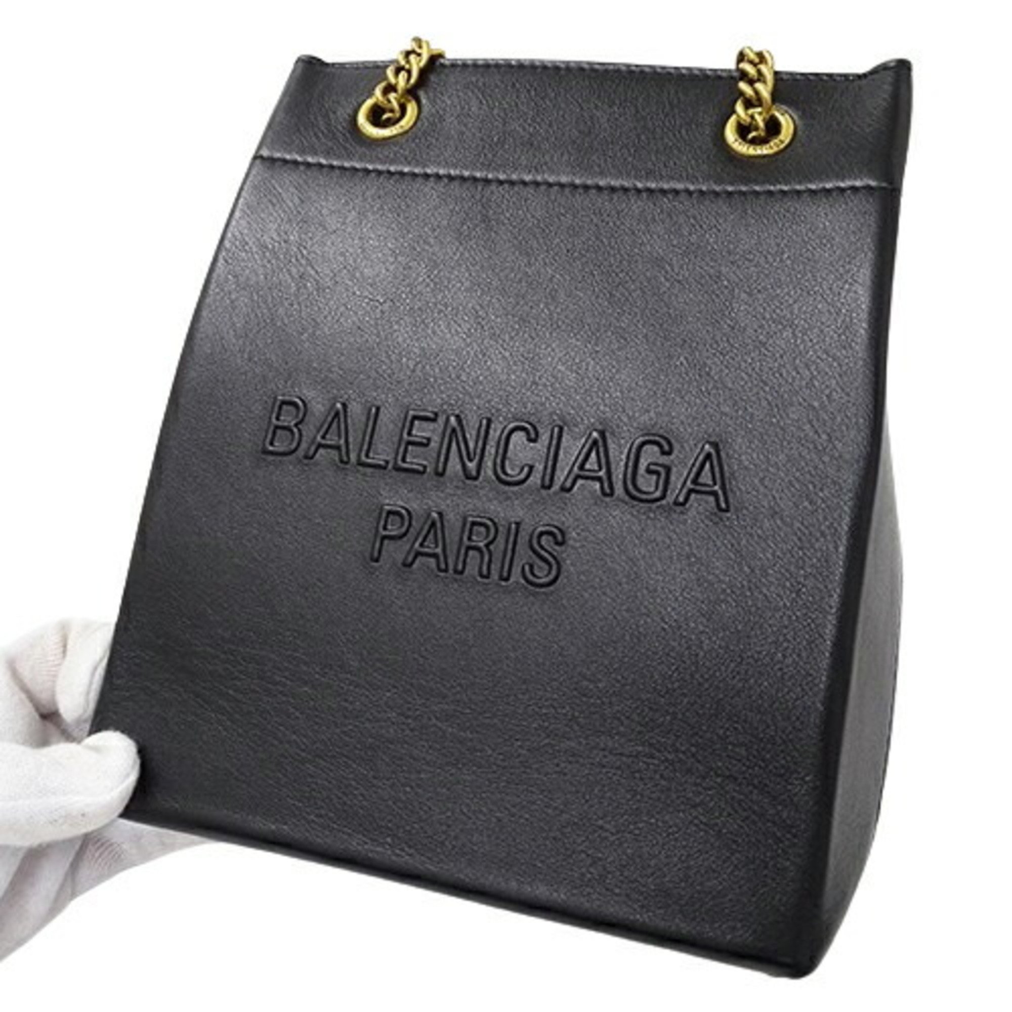 BALENCIAGA Women's Handbag Shoulder Bag 2way Leather Black 772235 Chain Tote