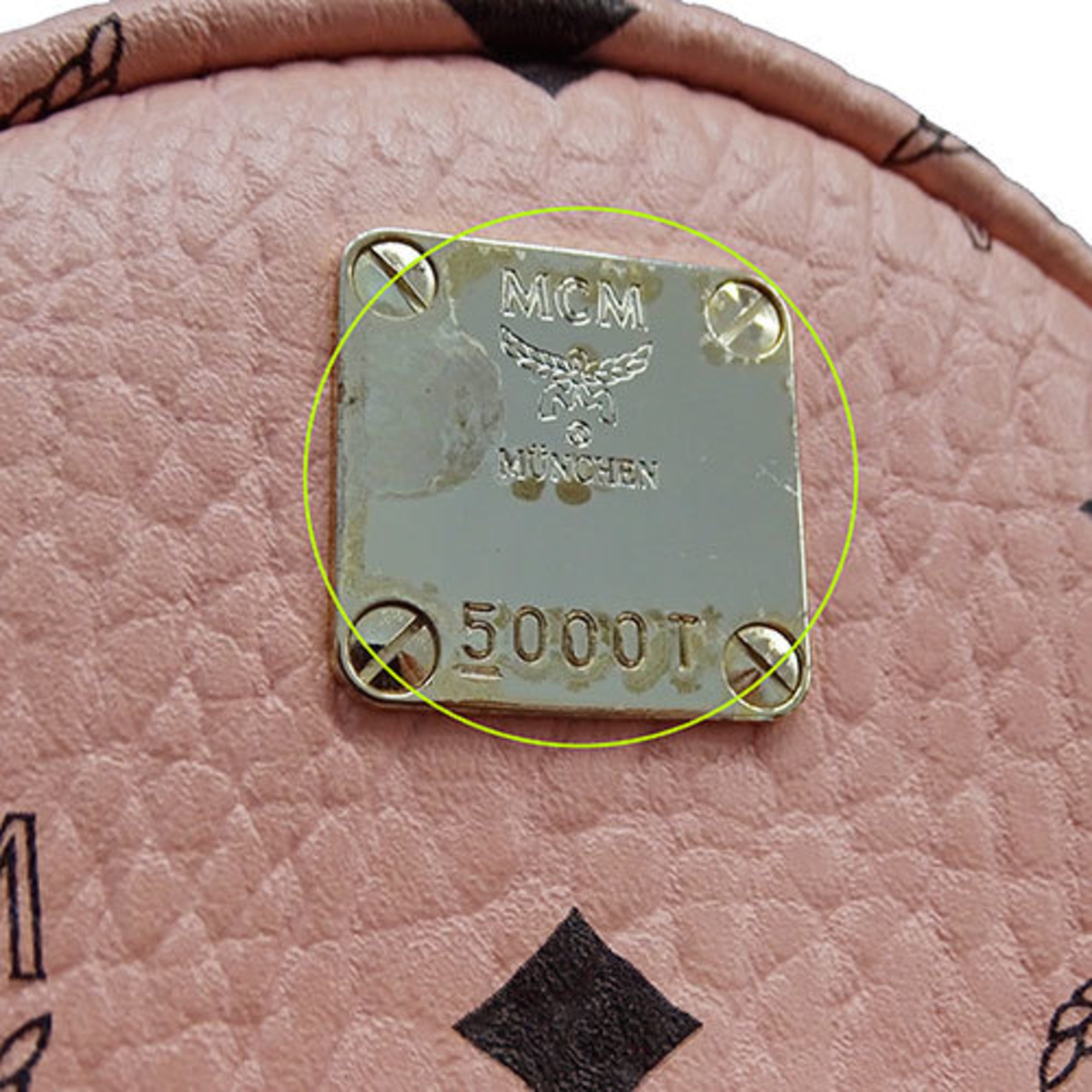 MCM Women's Bags Backpack Shoulder Bag Handbag 3way Visetos Pink Studs