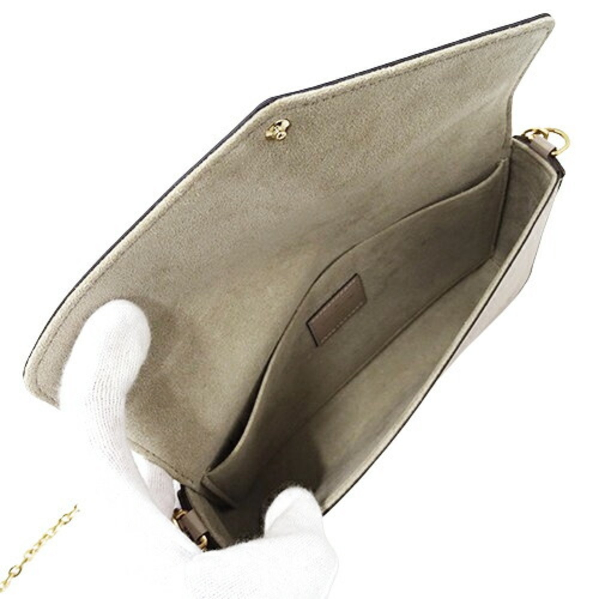 Louis Vuitton Epi Women's Shoulder Bag Pochette Felicie Galle M81877 Beige Chain Pouch