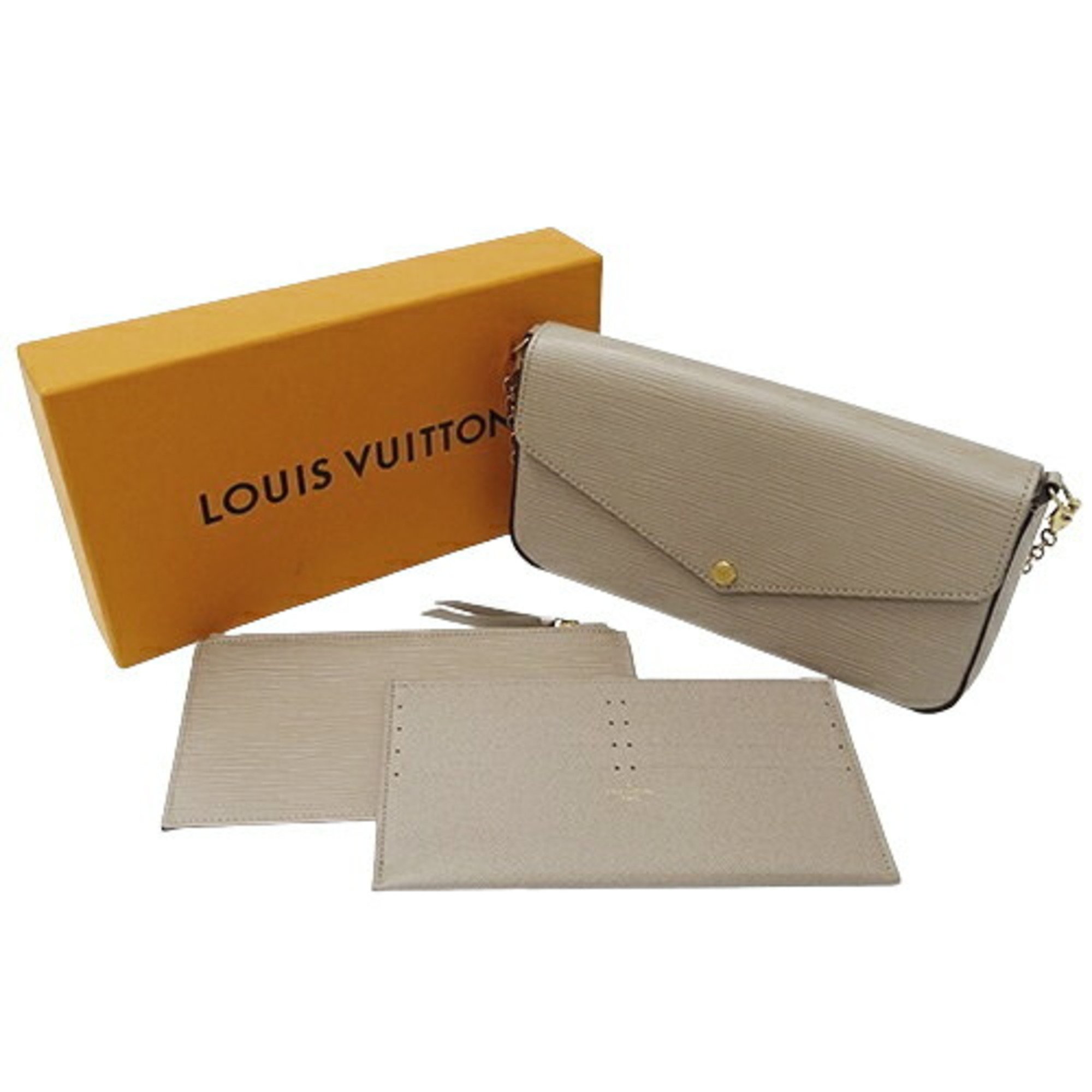 Louis Vuitton Epi Women's Shoulder Bag Pochette Felicie Galle M81877 Beige Chain Pouch