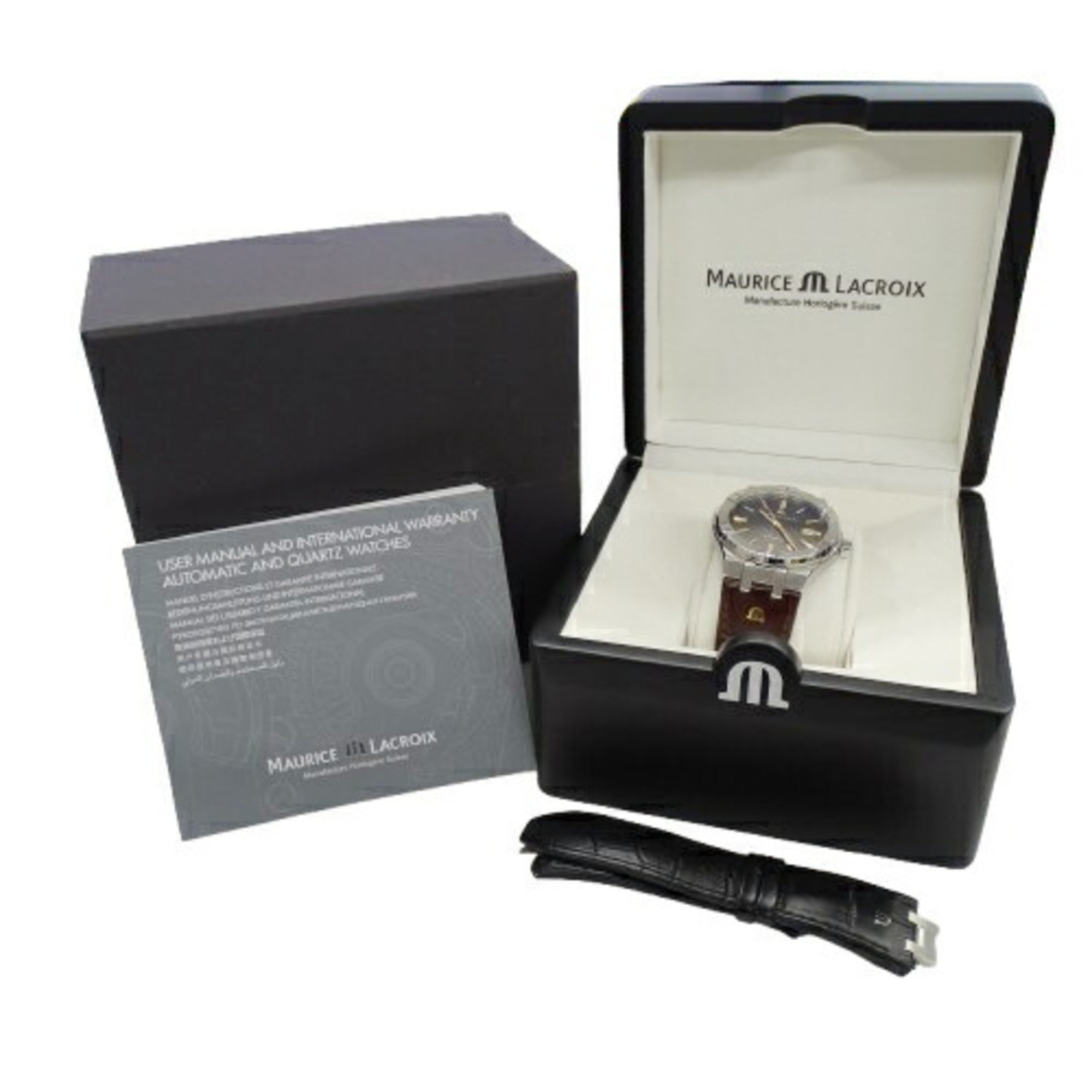 Maurice Lacroix ICON AI6008 Watch Men's Date Automatic AT Stainless Steel SS Leather