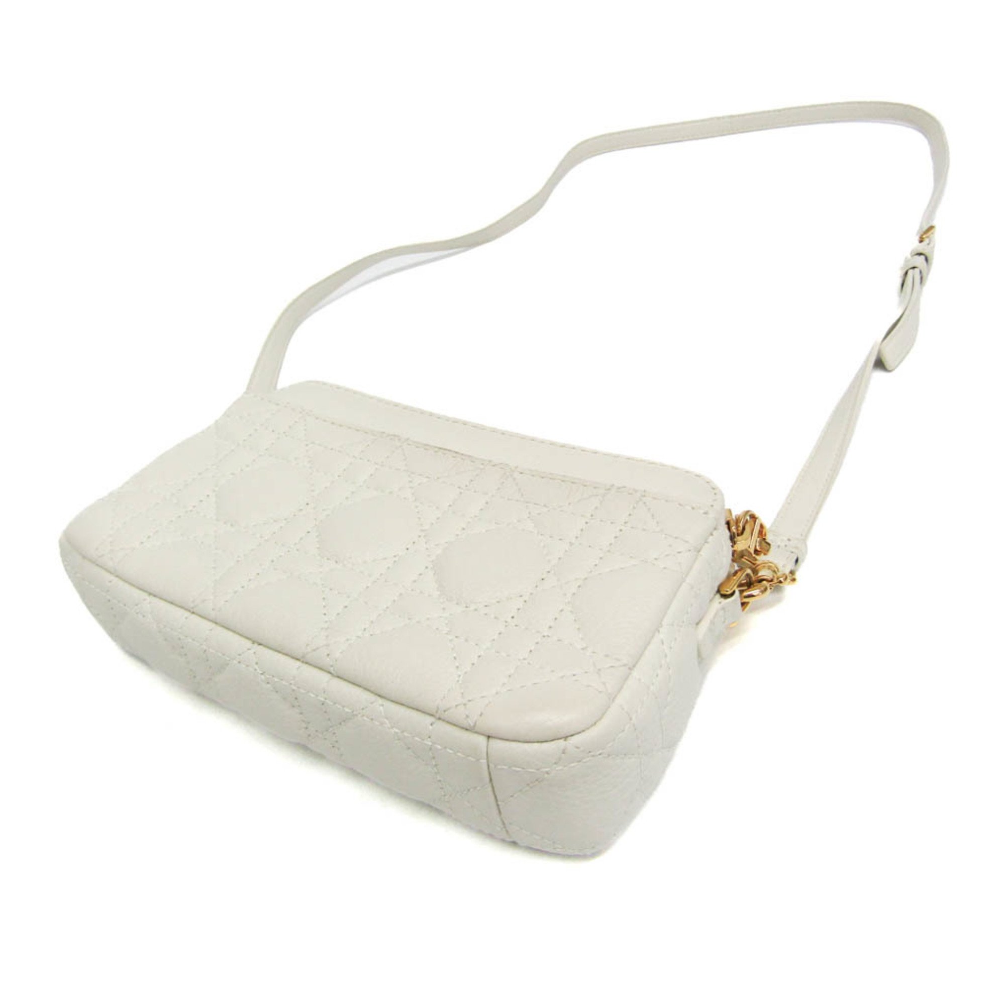 Christian Dior Cannage/Lady Dior S5125UWHC Women's Leather Pouch,Shoulder Bag White