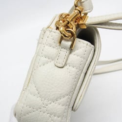 Christian Dior Cannage/Lady Dior S5125UWHC Women's Leather Pouch,Shoulder Bag White