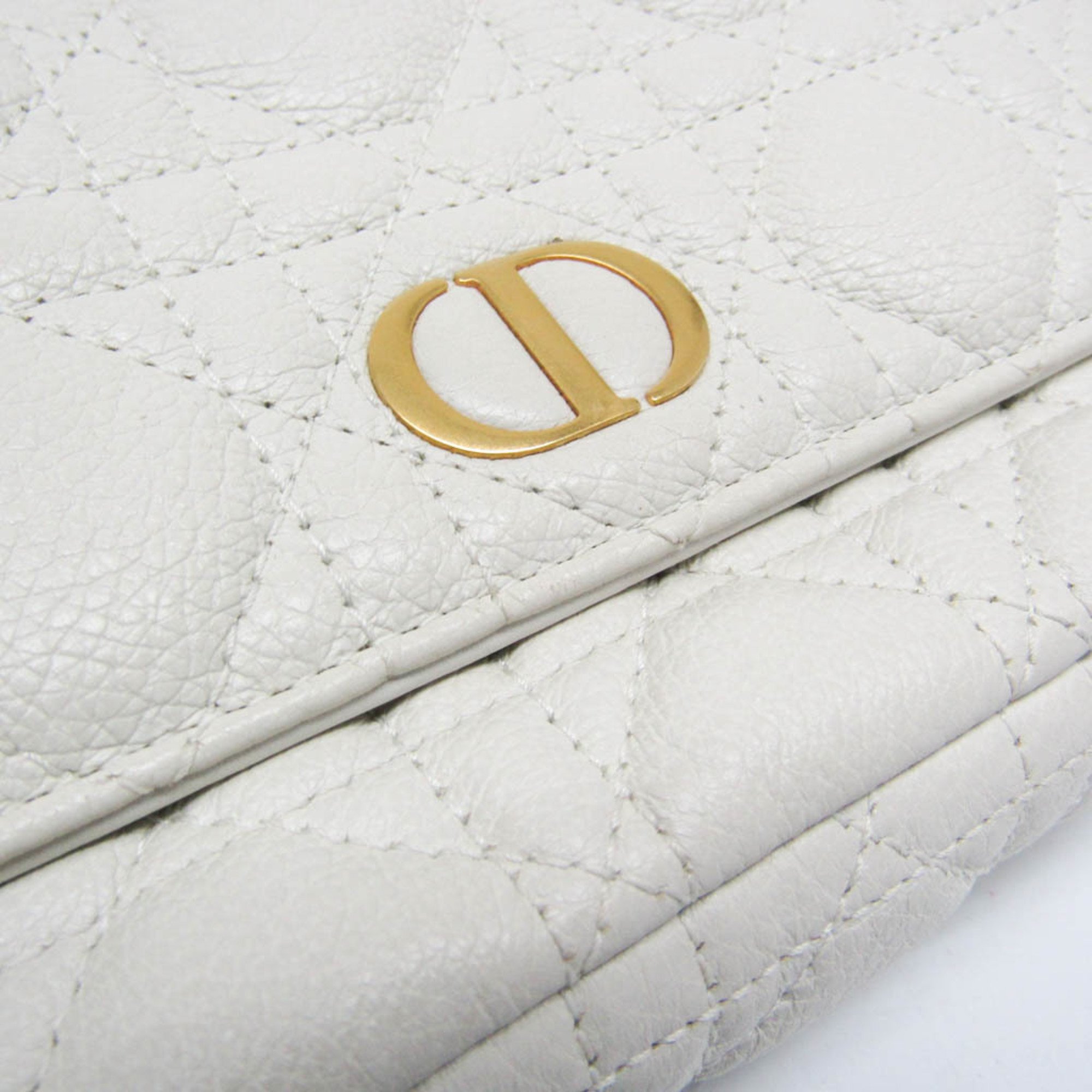 Christian Dior Cannage/Lady Dior S5125UWHC Women's Leather Pouch,Shoulder Bag White