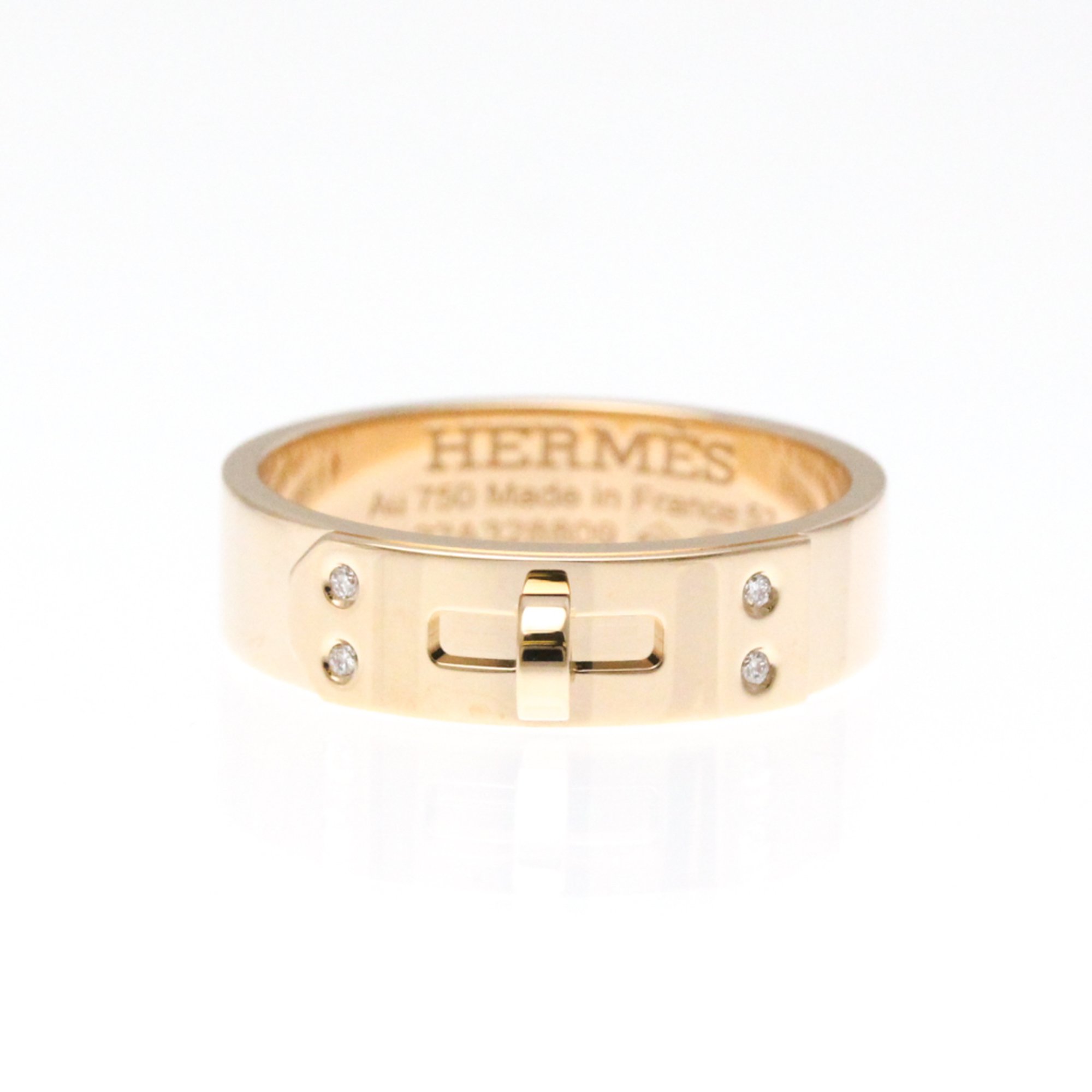 Hermes Kelly Ring PM Diamond Pink Gold (18K) Fashion Diamond Band Ring Pink Gold