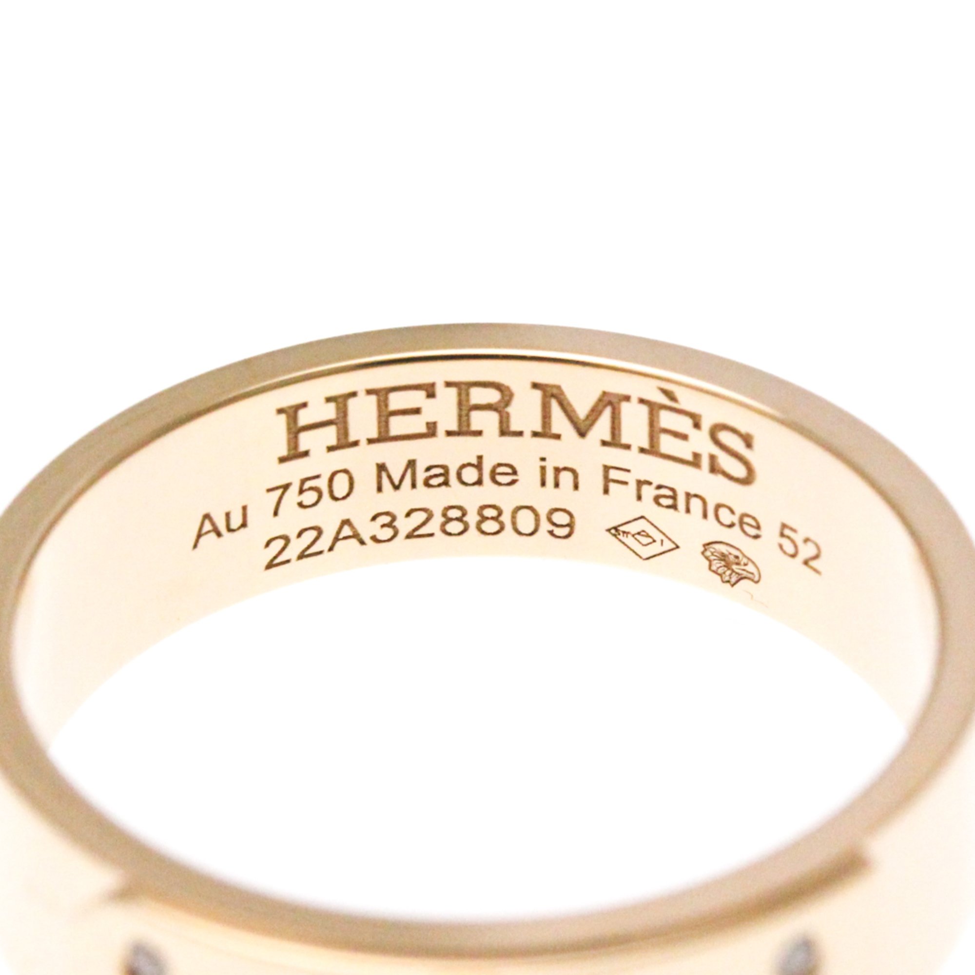 Hermes Kelly Ring PM Diamond Pink Gold (18K) Fashion Diamond Band Ring Pink Gold