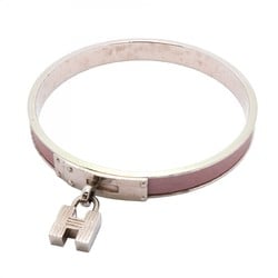 Hermes Bangle Kelly Metal Leather Silver Pink Ladies