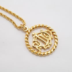 Christian Dior Necklace Emblem Circle GP Plated Gold for Women