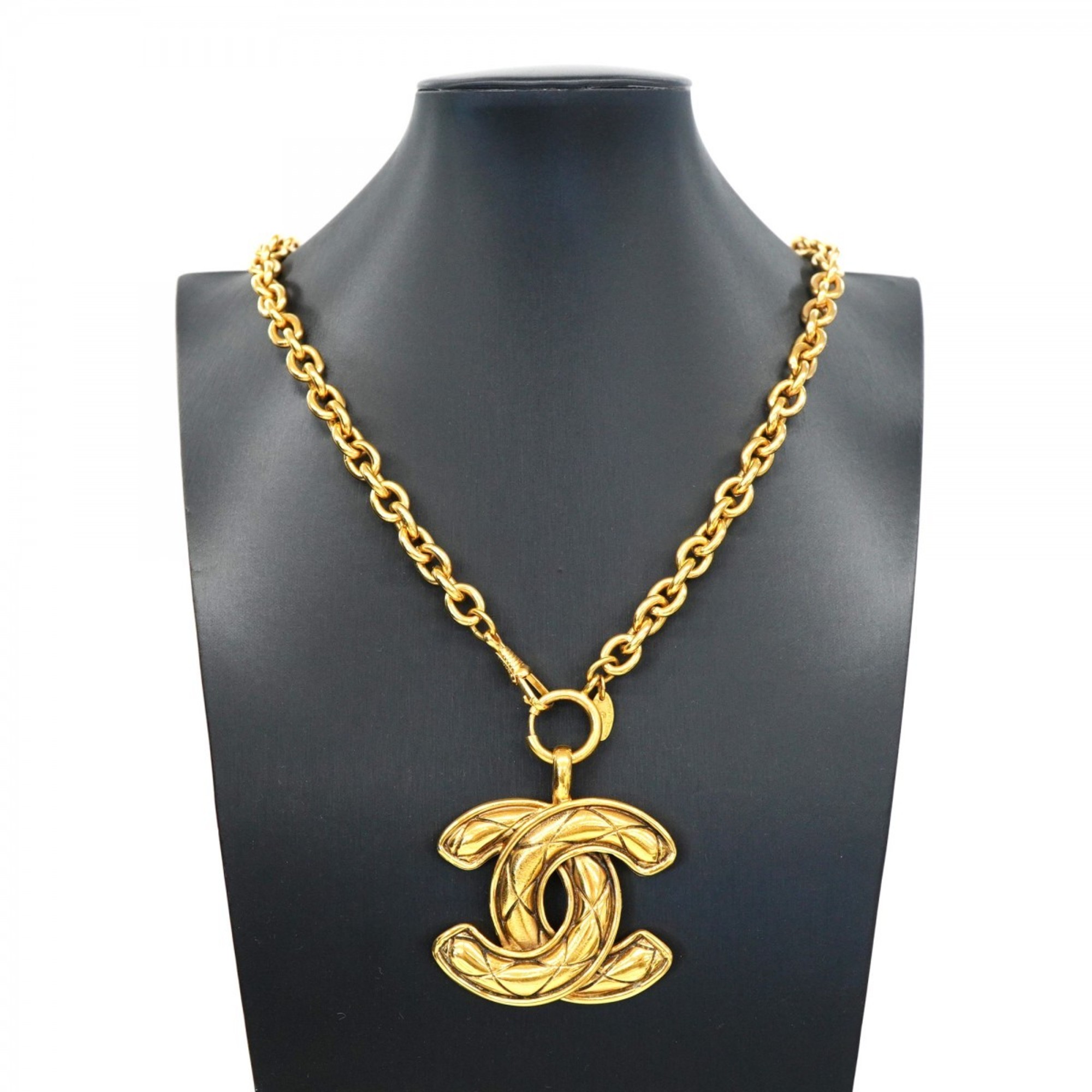 Chanel Necklace Coco Mark Matelasse GP Plated Gold Ladies