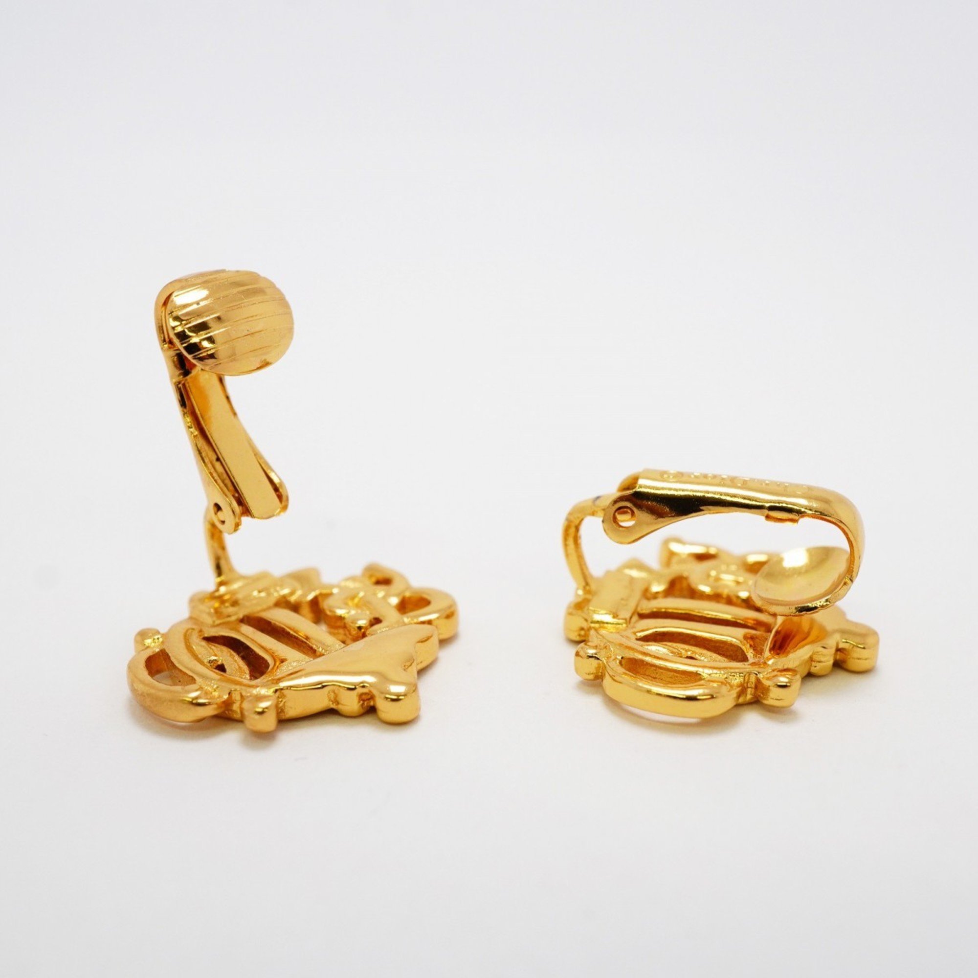 Christian Dior Earrings Emblem GP Plated Gold Ladies