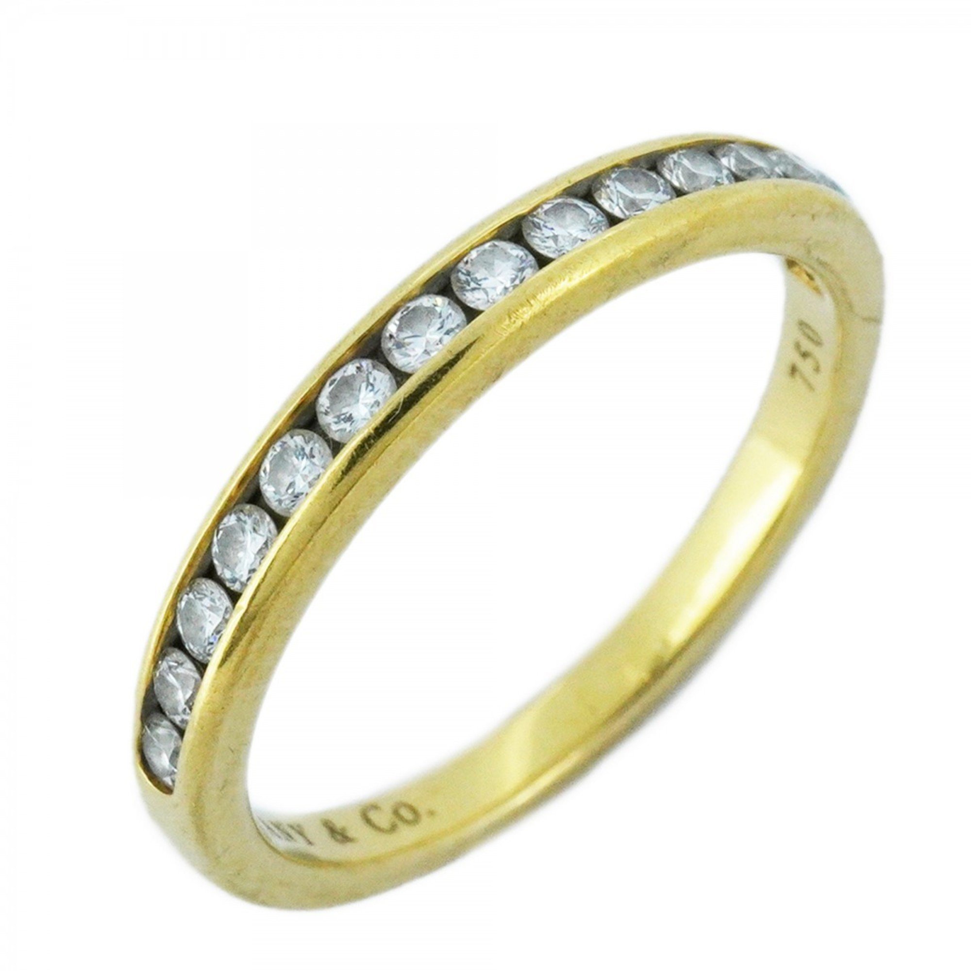 Tiffany Ring Channel Half Eternity Diamond K18YG Yellow Gold Size 9 Ladies