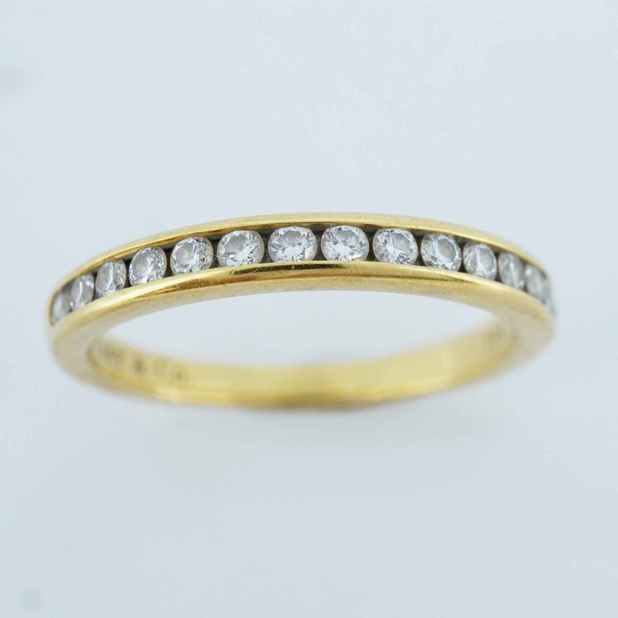 Tiffany Ring Channel Half Eternity Diamond K18YG Yellow Gold Size 9 Ladies