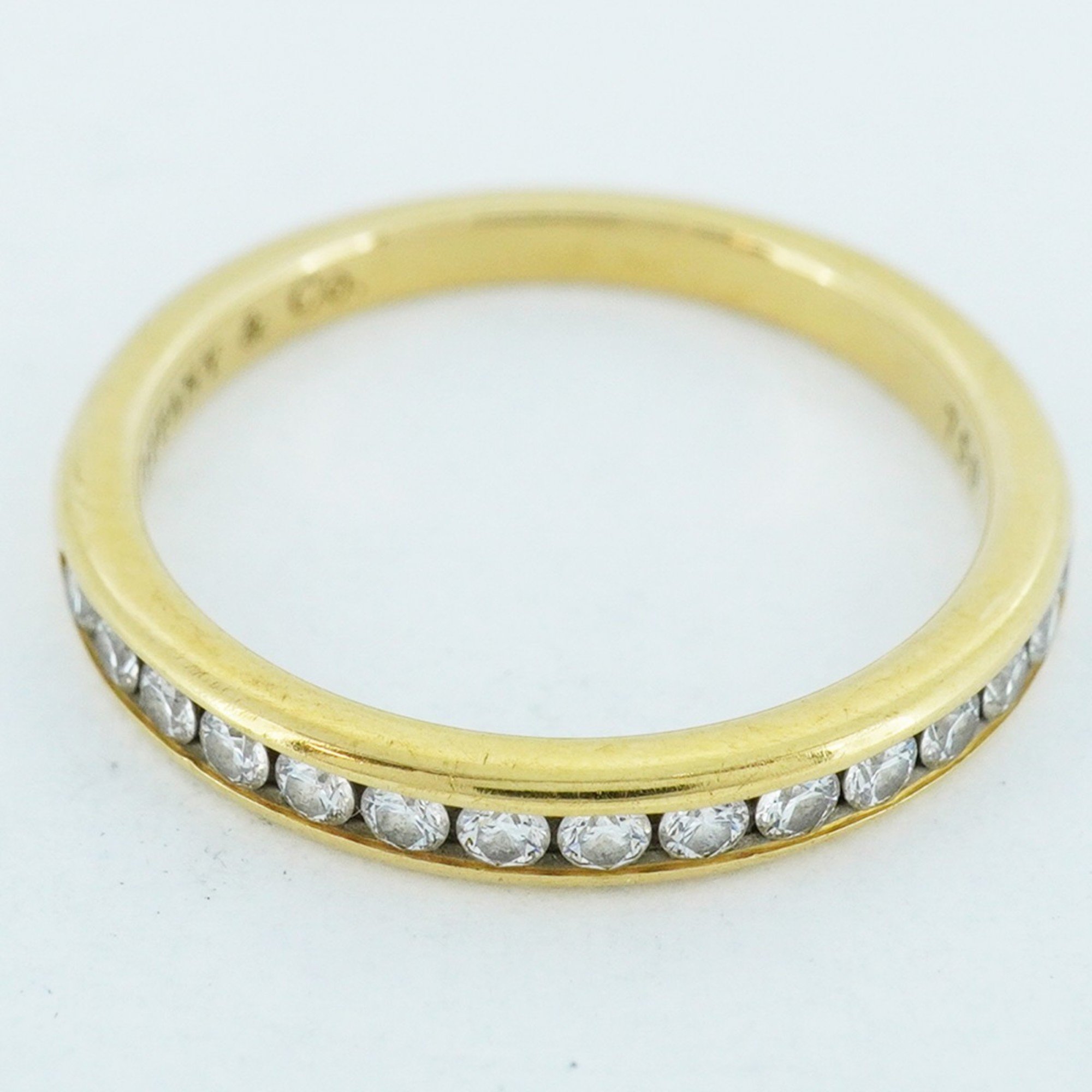 Tiffany Ring Channel Half Eternity Diamond K18YG Yellow Gold Size 9 Ladies