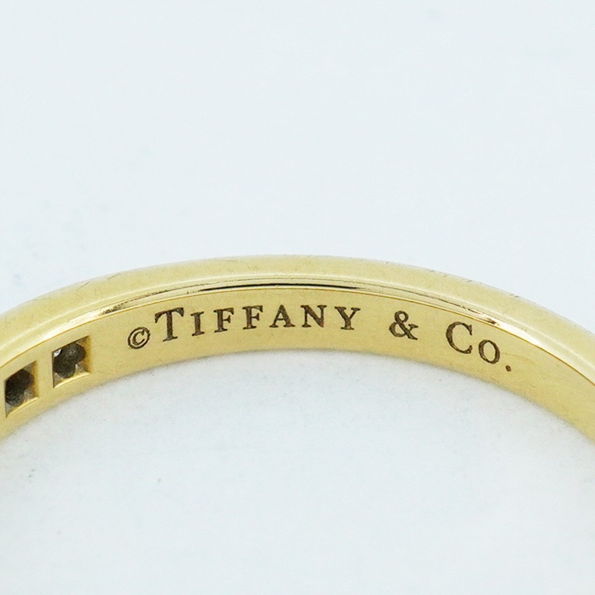 Tiffany Ring Channel Half Eternity Diamond K18YG Yellow Gold Size 9 Ladies