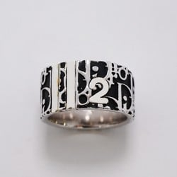 Christian Dior Ring Trotter Metal Silver Black Size 12 Women's