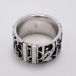 Christian Dior Ring Trotter Metal Silver Black Size 12 Women's