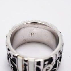 Christian Dior Ring Trotter Metal Silver Black Size 12 Women's