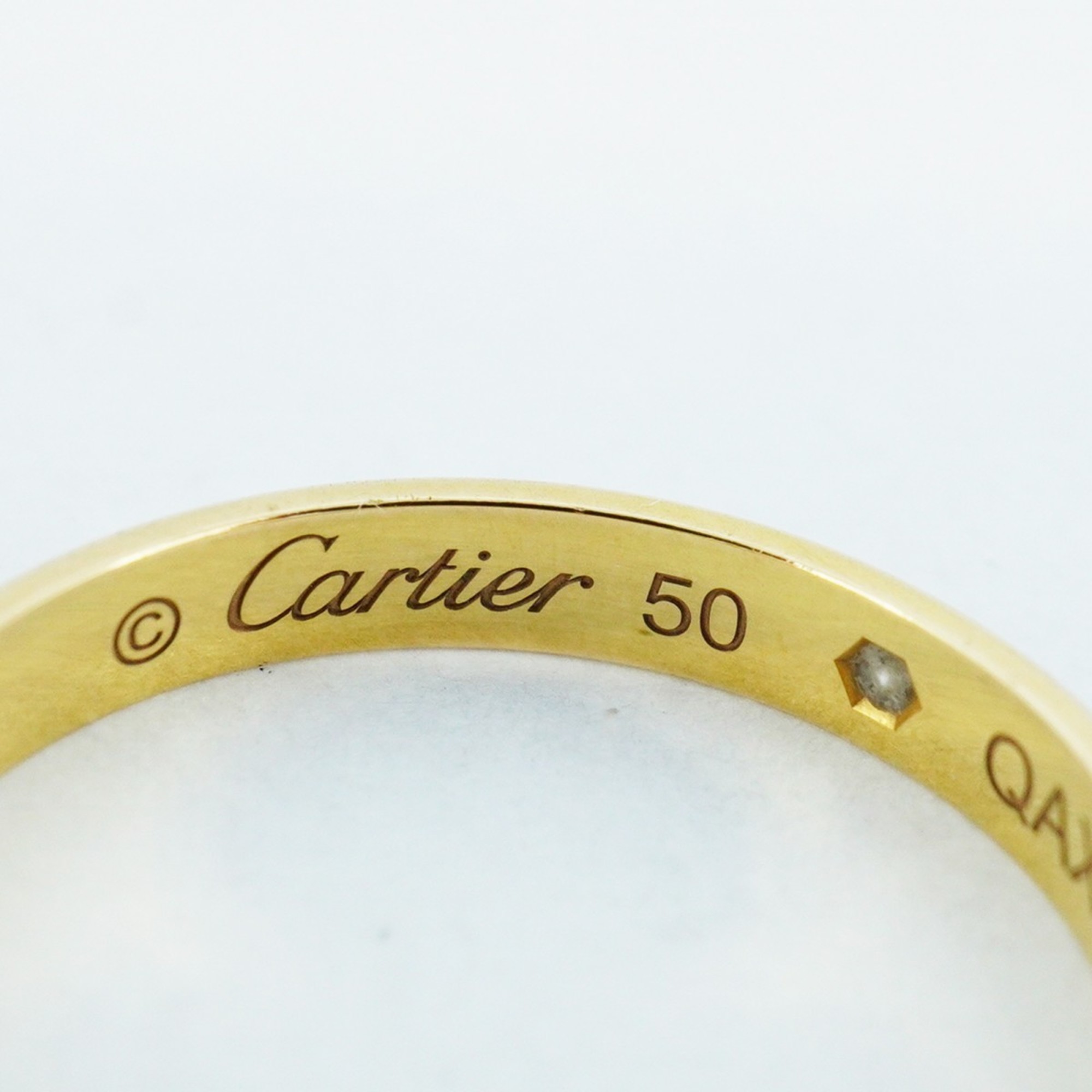 Cartier Ring Classic Wedding 1PD Diamond K18YG Yellow Gold #50 Ladies