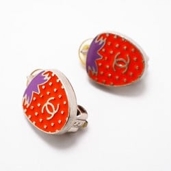 Chanel Earrings Coco Mark Strawberry Metal Silver Red Purple Ladies