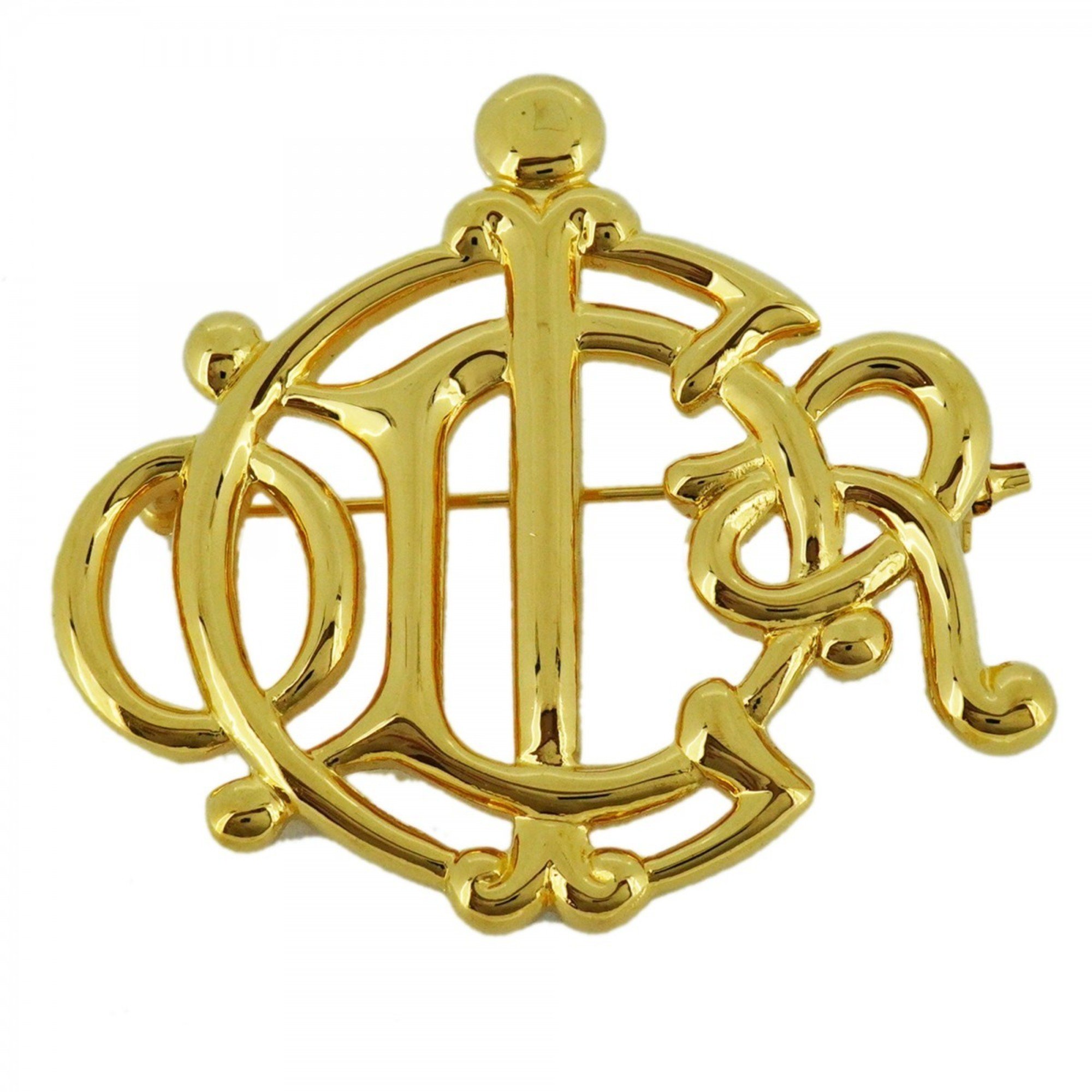 Christian Dior Brooch Emblem GP Plated Gold Ladies