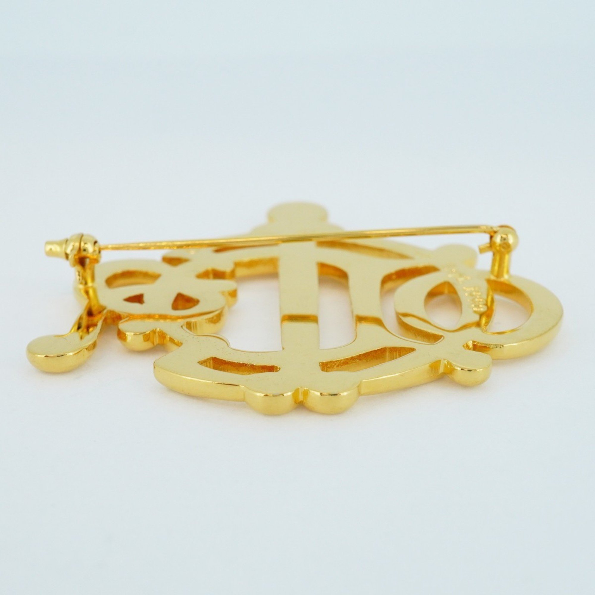 Christian Dior Brooch Emblem GP Plated Gold Ladies