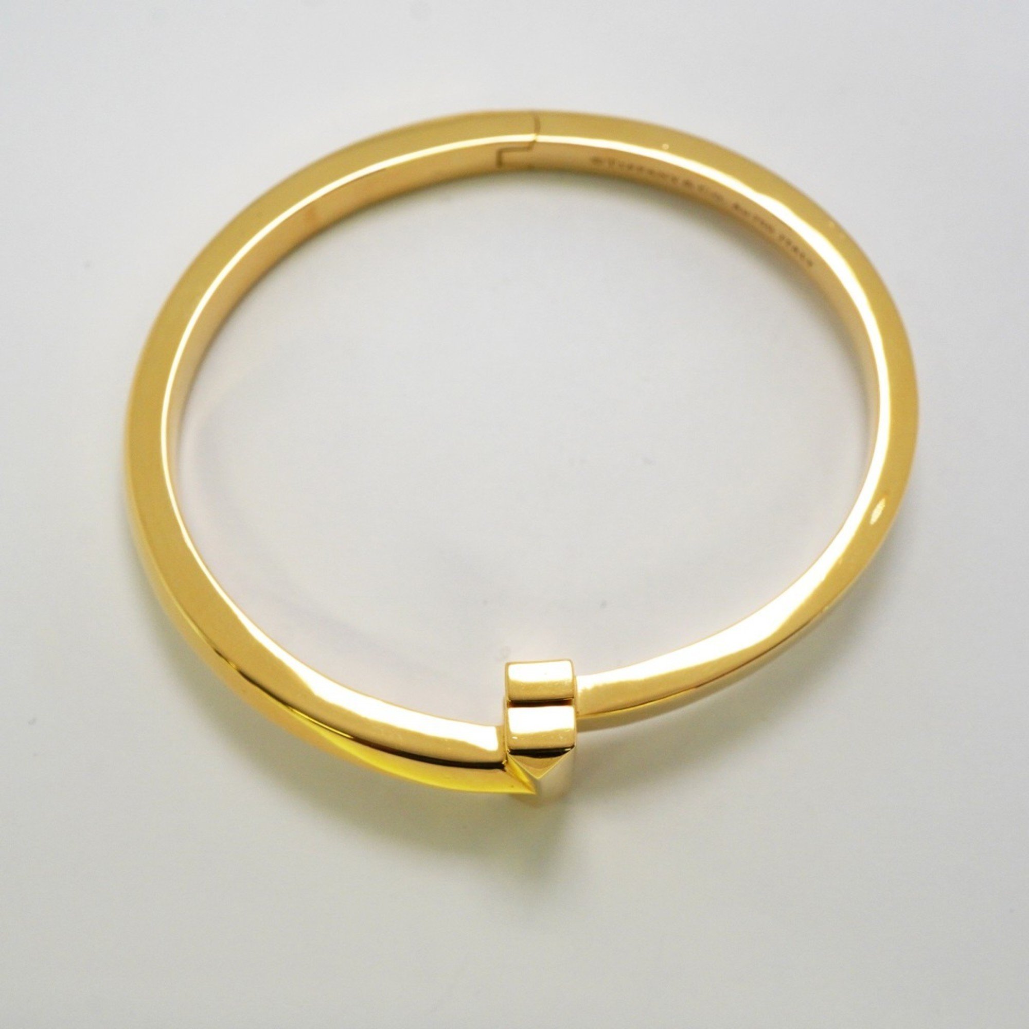 Tiffany Bangle T One Wide Hinge K18YG Yellow Gold Ladies