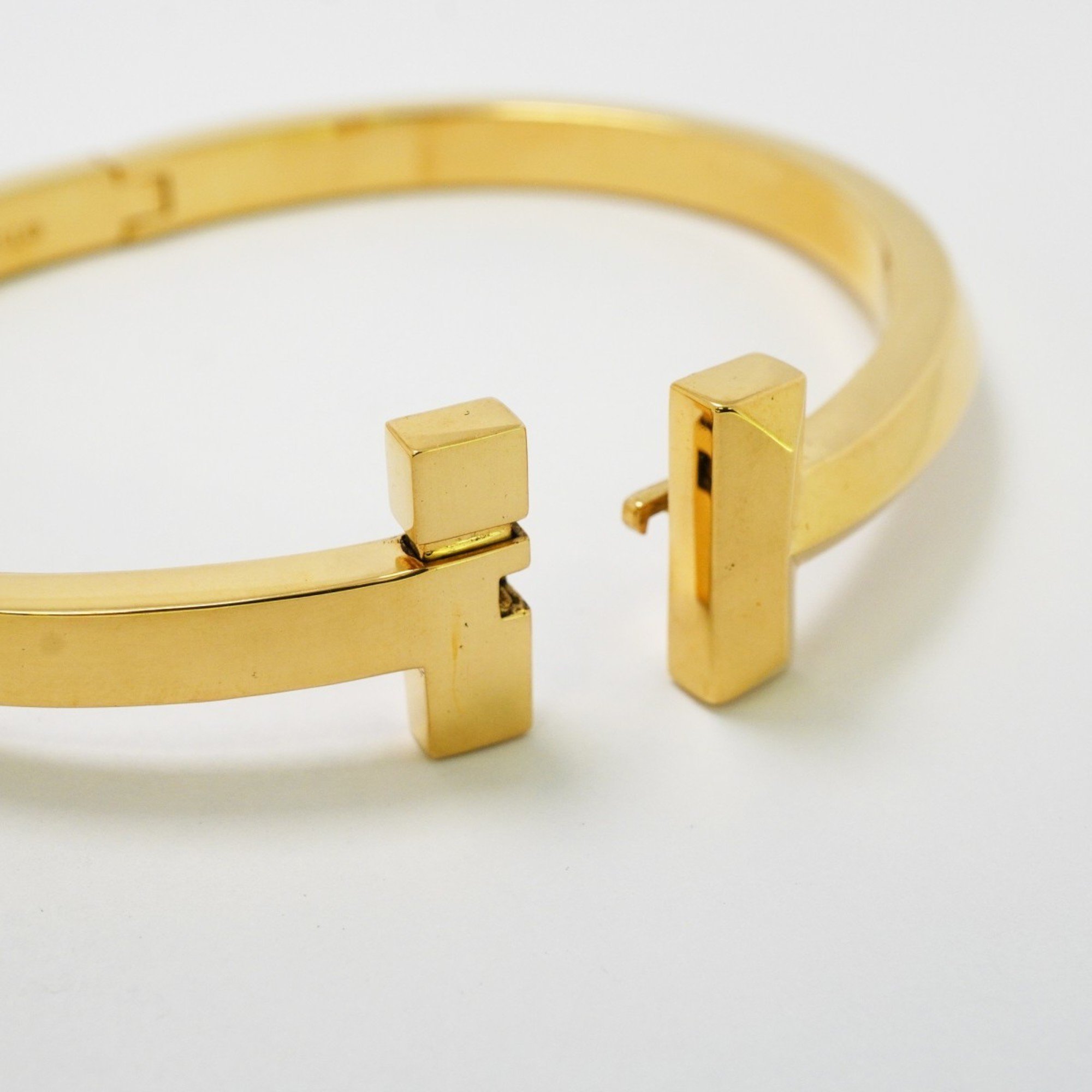 Tiffany Bangle T One Wide Hinge K18YG Yellow Gold Ladies