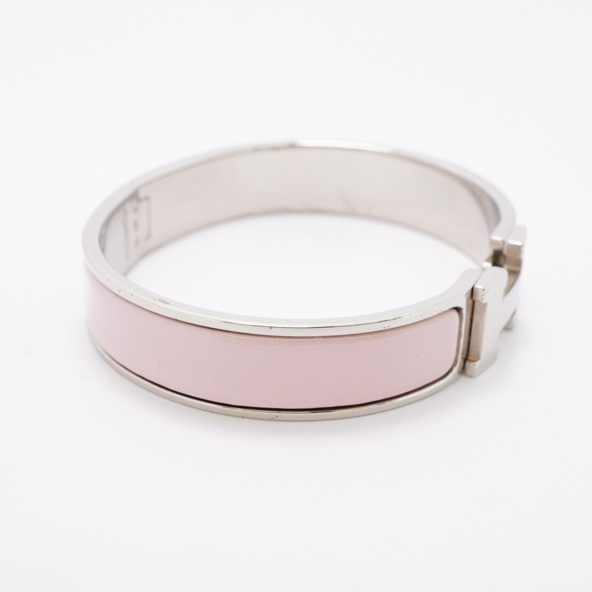 Hermes Bangle Click Clack PM Metal Silver Pink Ladies