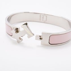 Hermes Bangle Click Clack PM Metal Silver Pink Ladies