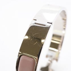 Hermes Bangle Click Clack PM Metal Silver Pink Ladies