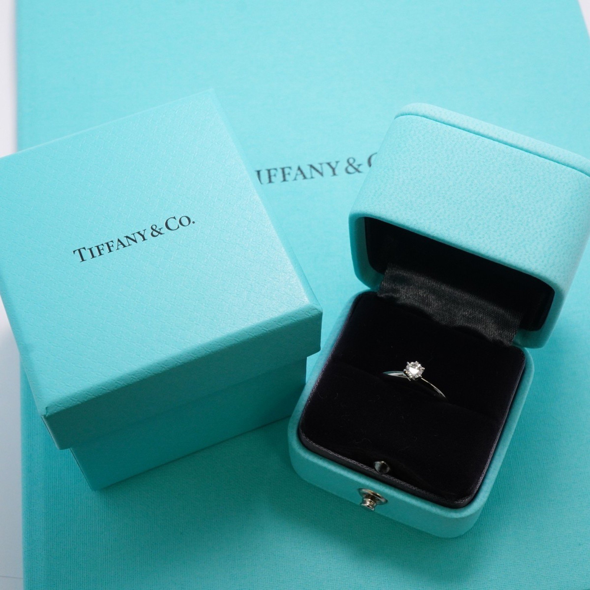 Tiffany ring solitaire 1PD diamond Pt950 platinum 0.19ct size 7 ladies