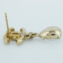 Chanel earrings with Coco Mark drop motif, rhinestones, GP plating, champagne gold, for women