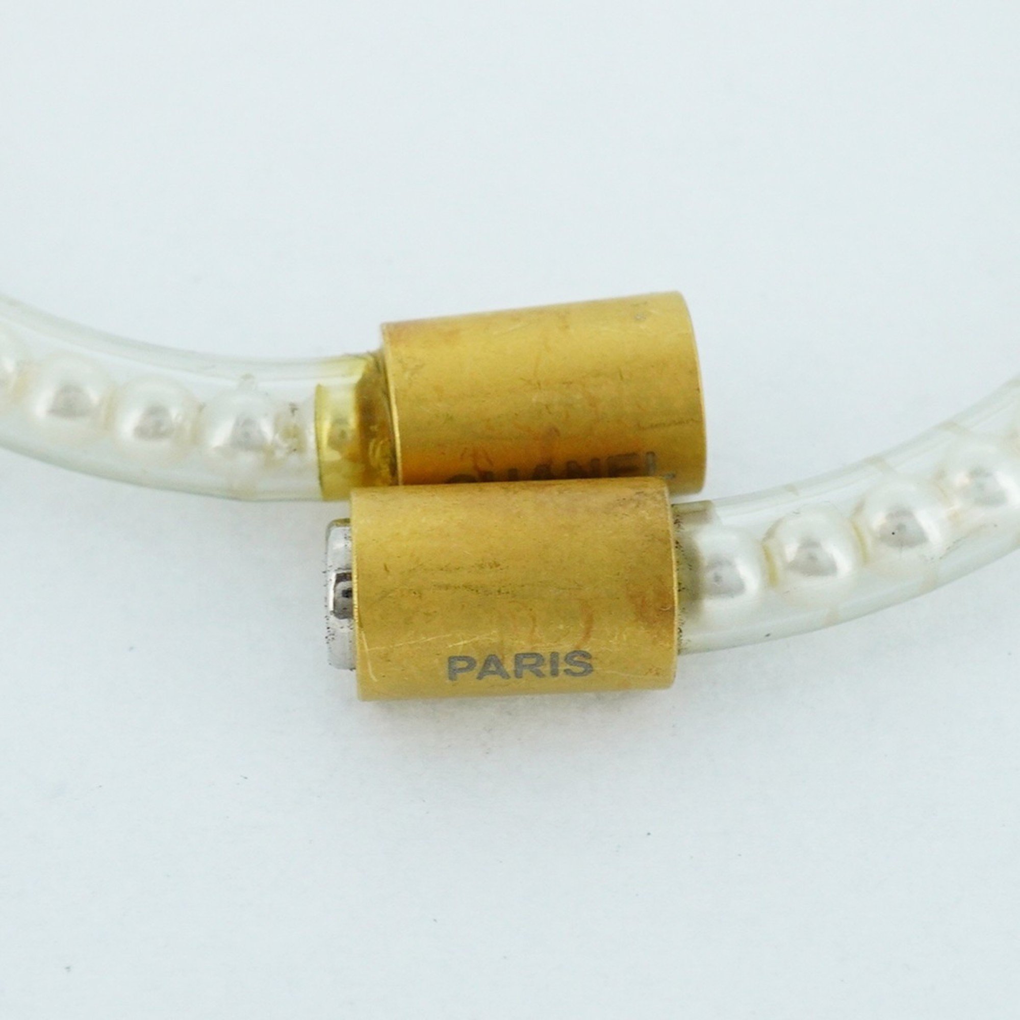 Chanel Bangle Fake Pearl GP Plated Vinyl Gold Ladies