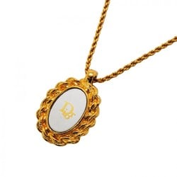 Christian Dior Necklace Oval GP Plated Gold Silver Ladies