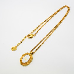 Christian Dior Necklace Oval GP Plated Gold Silver Ladies