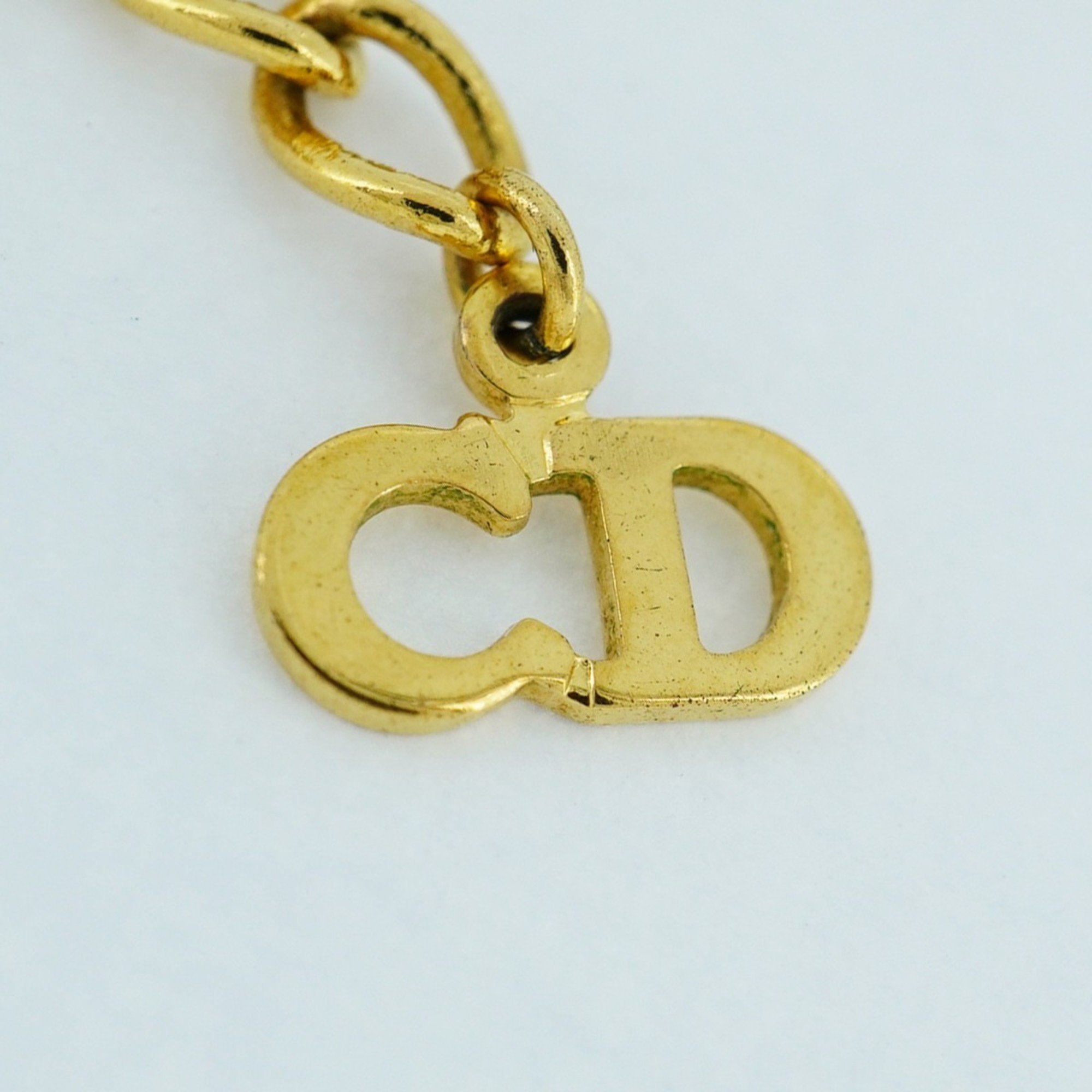 Christian Dior Necklace Plate GP Plated Gold Ladies