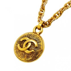 Chanel Necklace Coco Mark Circle GP Plated Gold Ladies