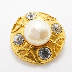 Chanel Earrings Circle Faux Pearl Rhinestone GP Plated Gold Ladies