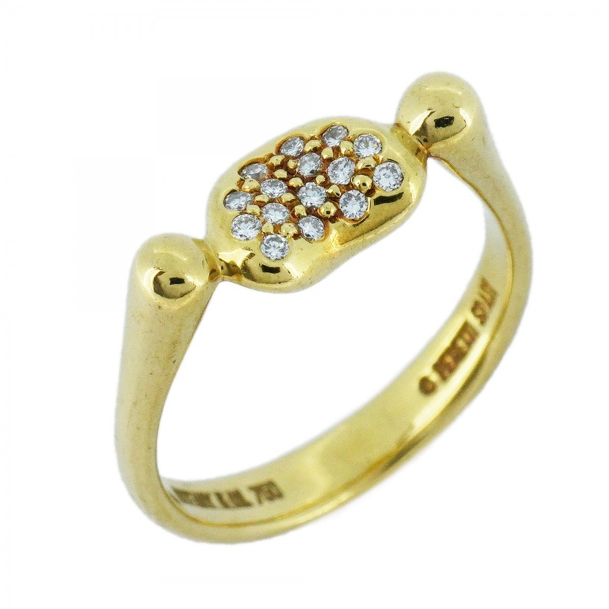 Tiffany Ring Bean Diamond K18YG Yellow Gold Size 9 Ladies