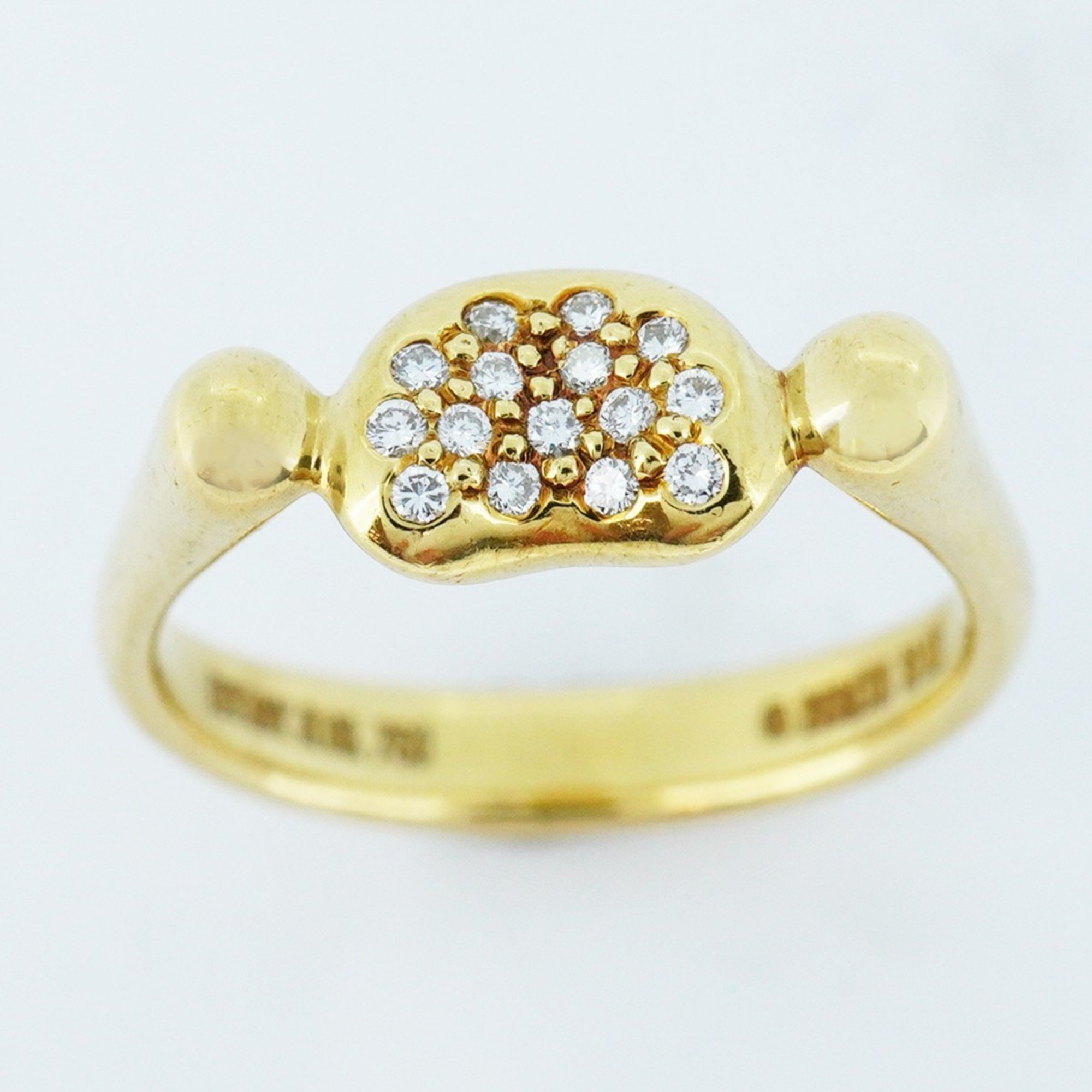 Tiffany Ring Bean Diamond K18YG Yellow Gold Size 9 Ladies