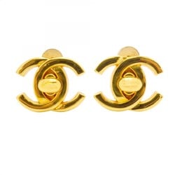 Chanel earrings turn lock GP plated gold ladies