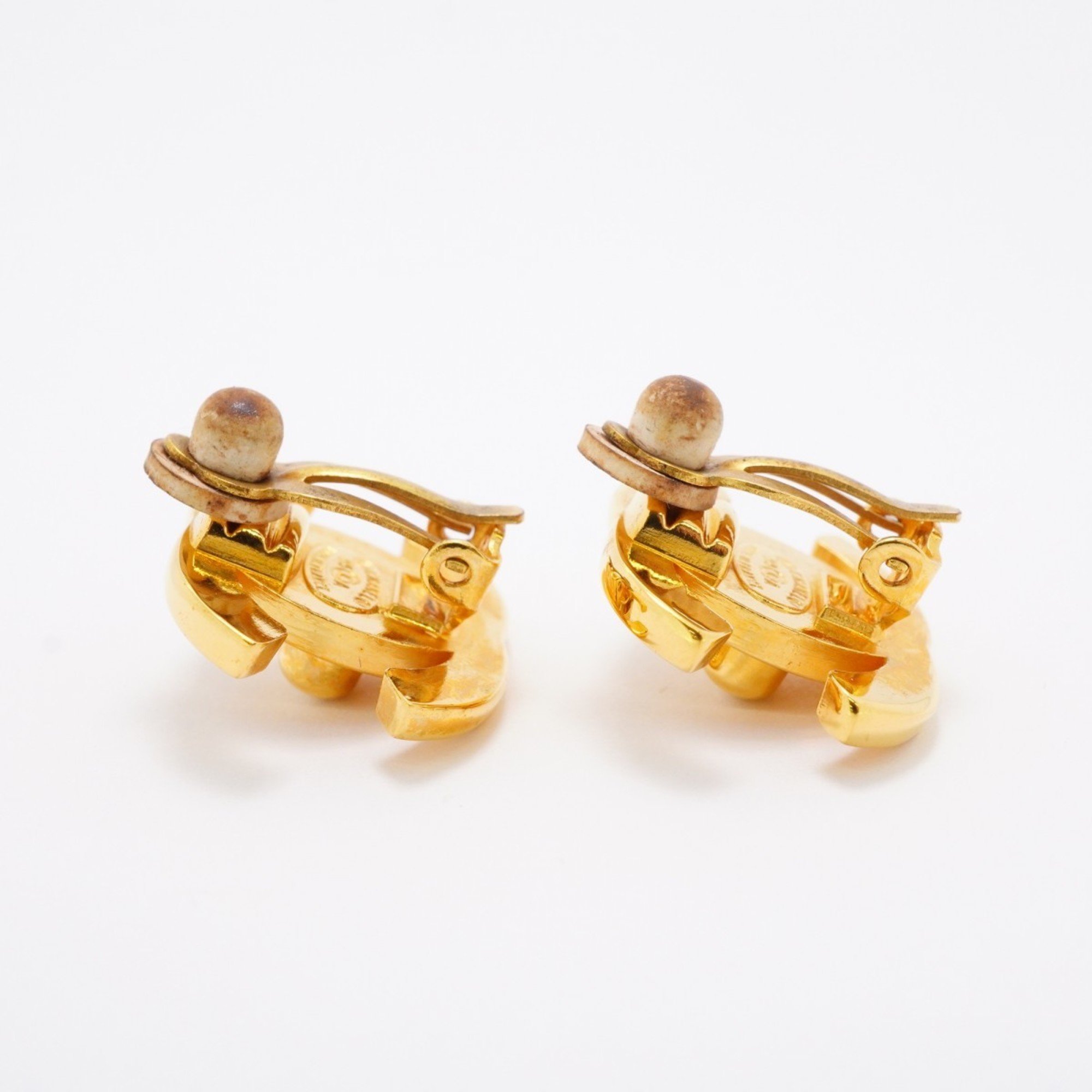 Chanel earrings turn lock GP plated gold ladies